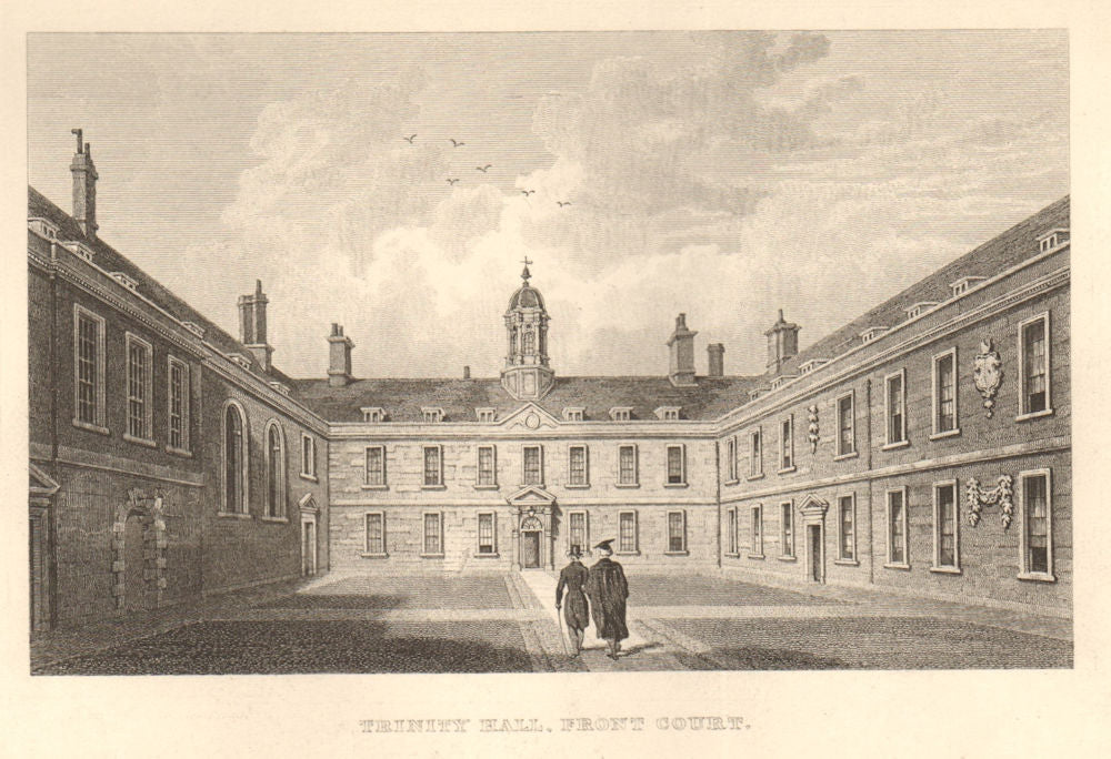 Trinity Hall, Front Court, Cambridge. LE KEUX 1841 old antique print picture